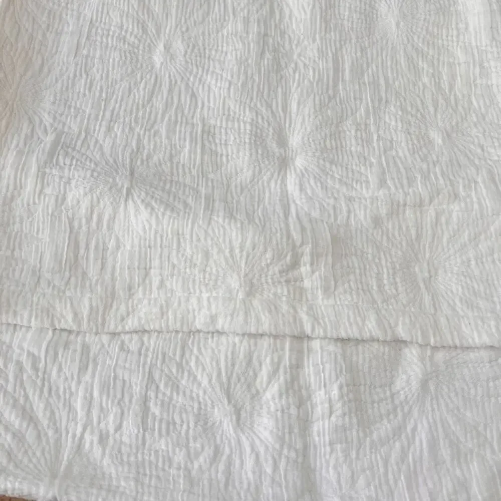 Rejuvenation Two King Size Pillow Shams Embroidered Florals Organic Cotton